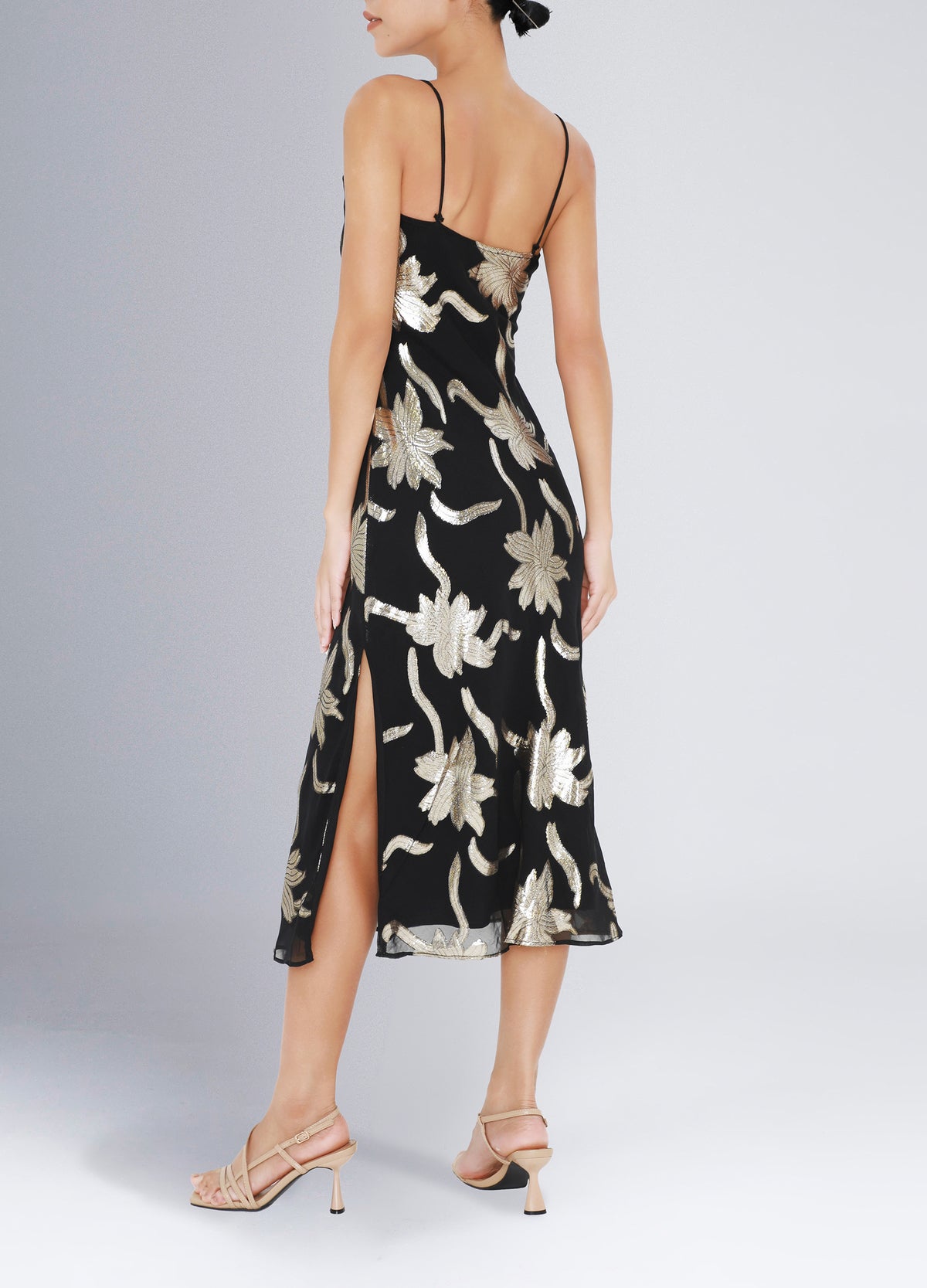 Classic Slipdress - Gold Flowers on Black