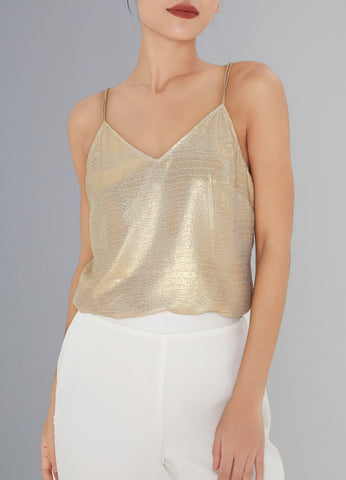 Croco Silk Tank Top Gold Charlotta Gandolfo