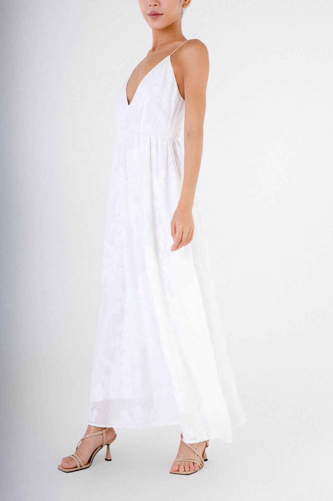 Dakota Dress - White Flowers on White