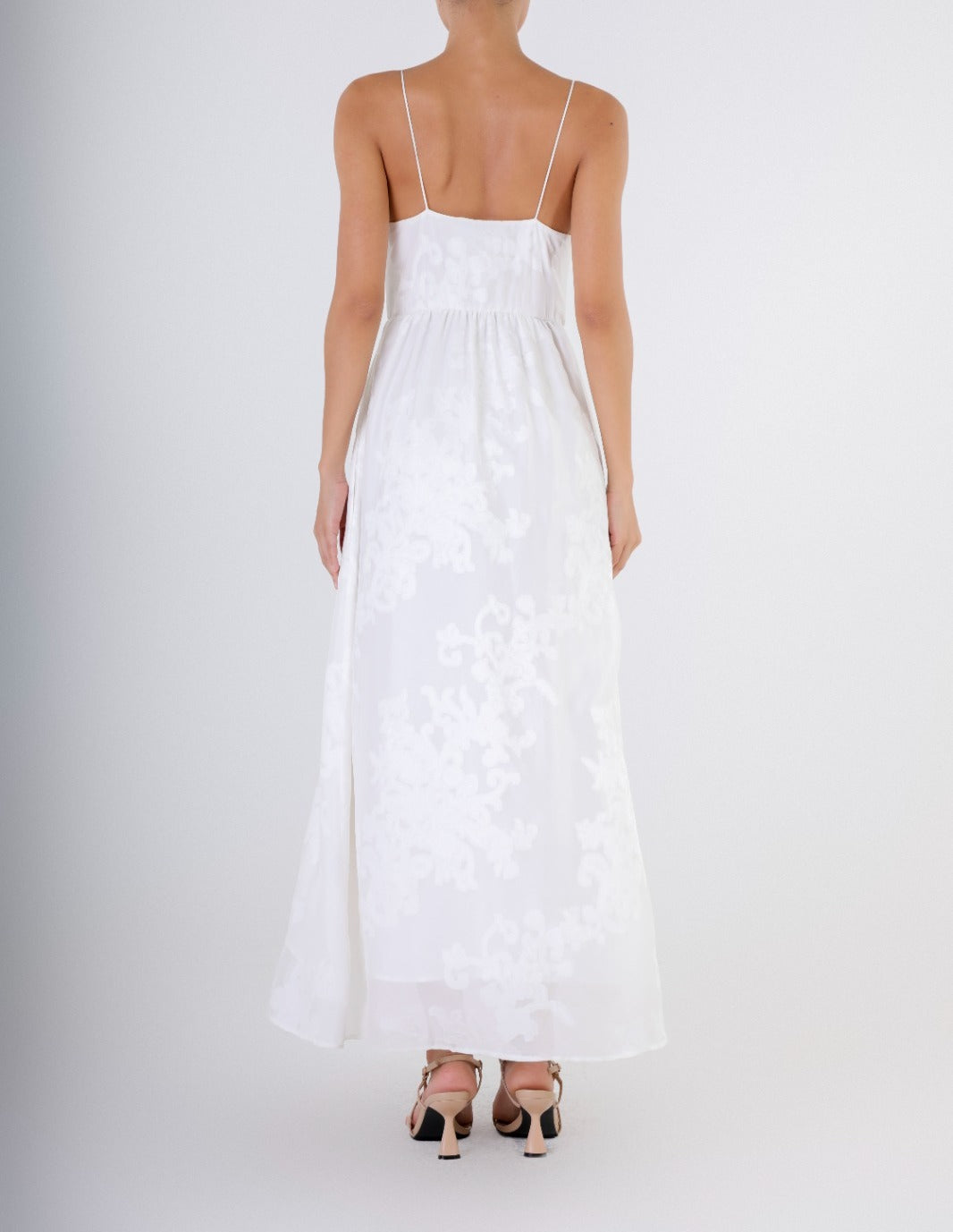 Dakota Dress - White Flowers on White