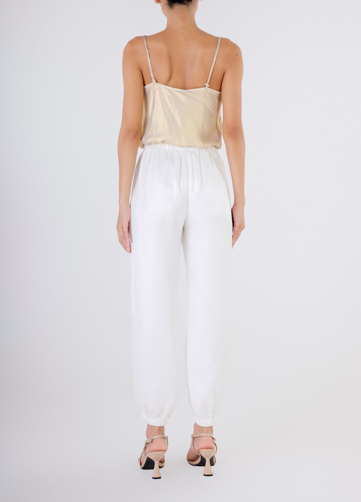 Genie Pants - White Croco Silk