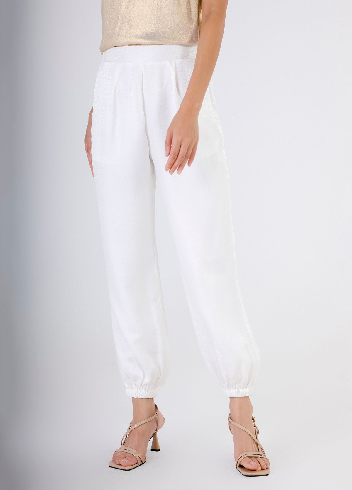 Genie Pants - White Croco Silk