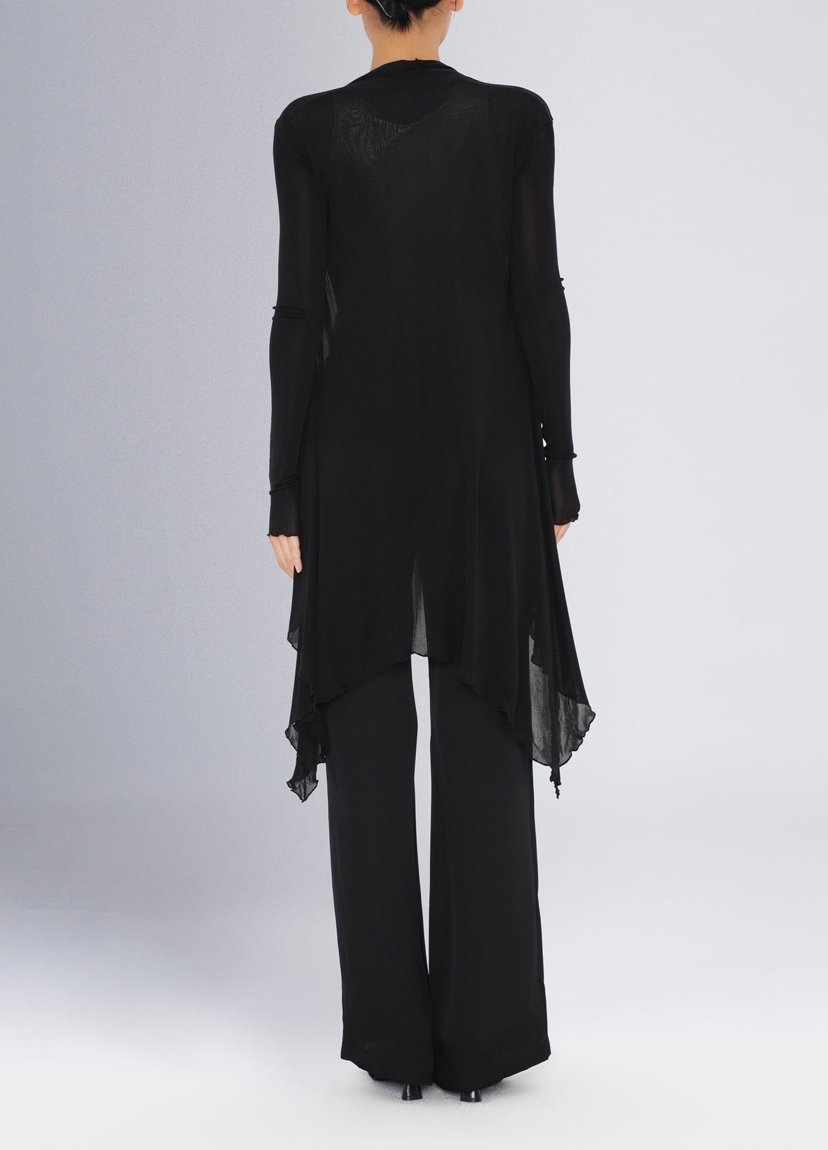 Knit Silk Long Cardigan - Black