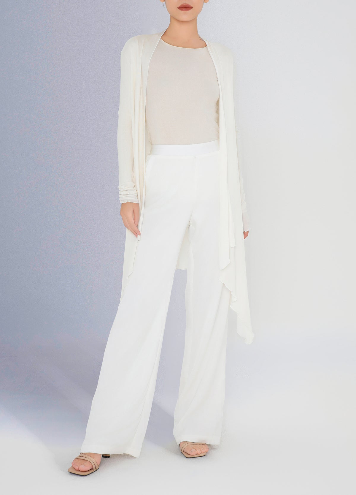 Knit Silk Long Cardigan - White