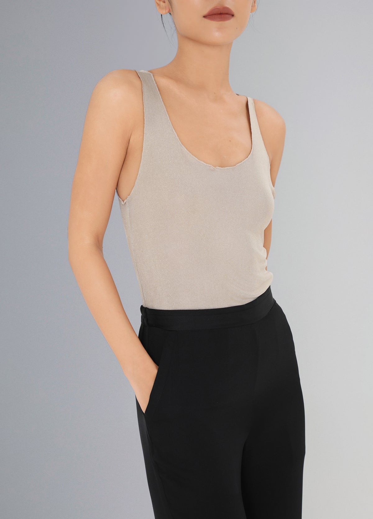 Knit Silk Tank Top - Gold