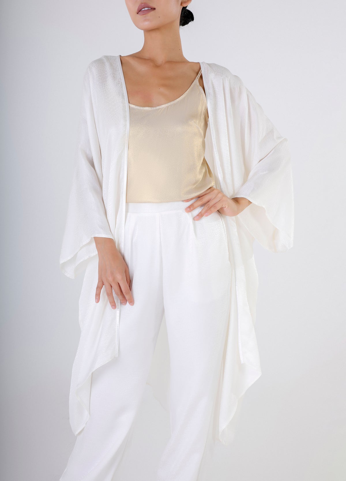 Miami Cardigan - White Croco Silk