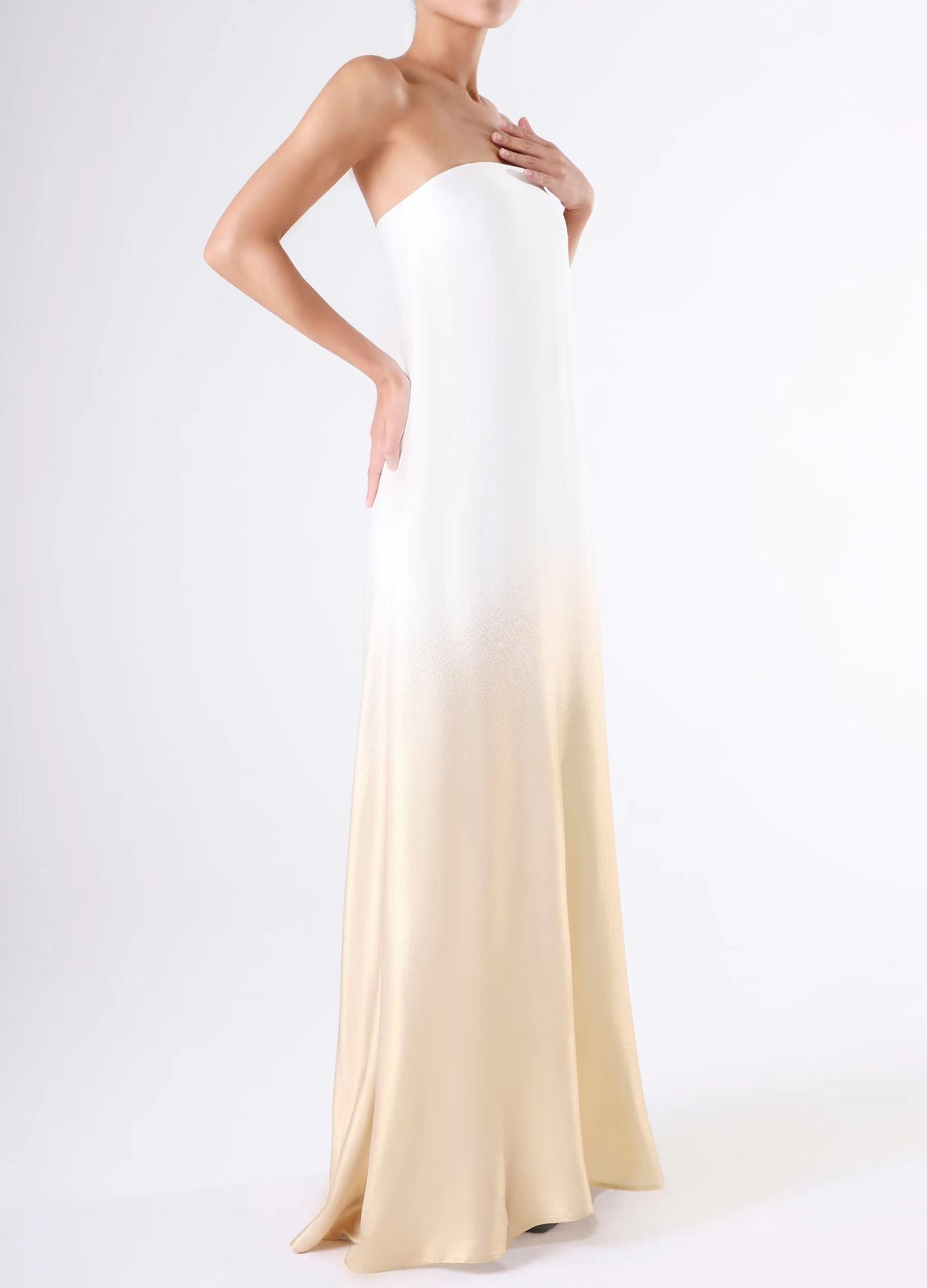 Roma dress - White to gold ombre