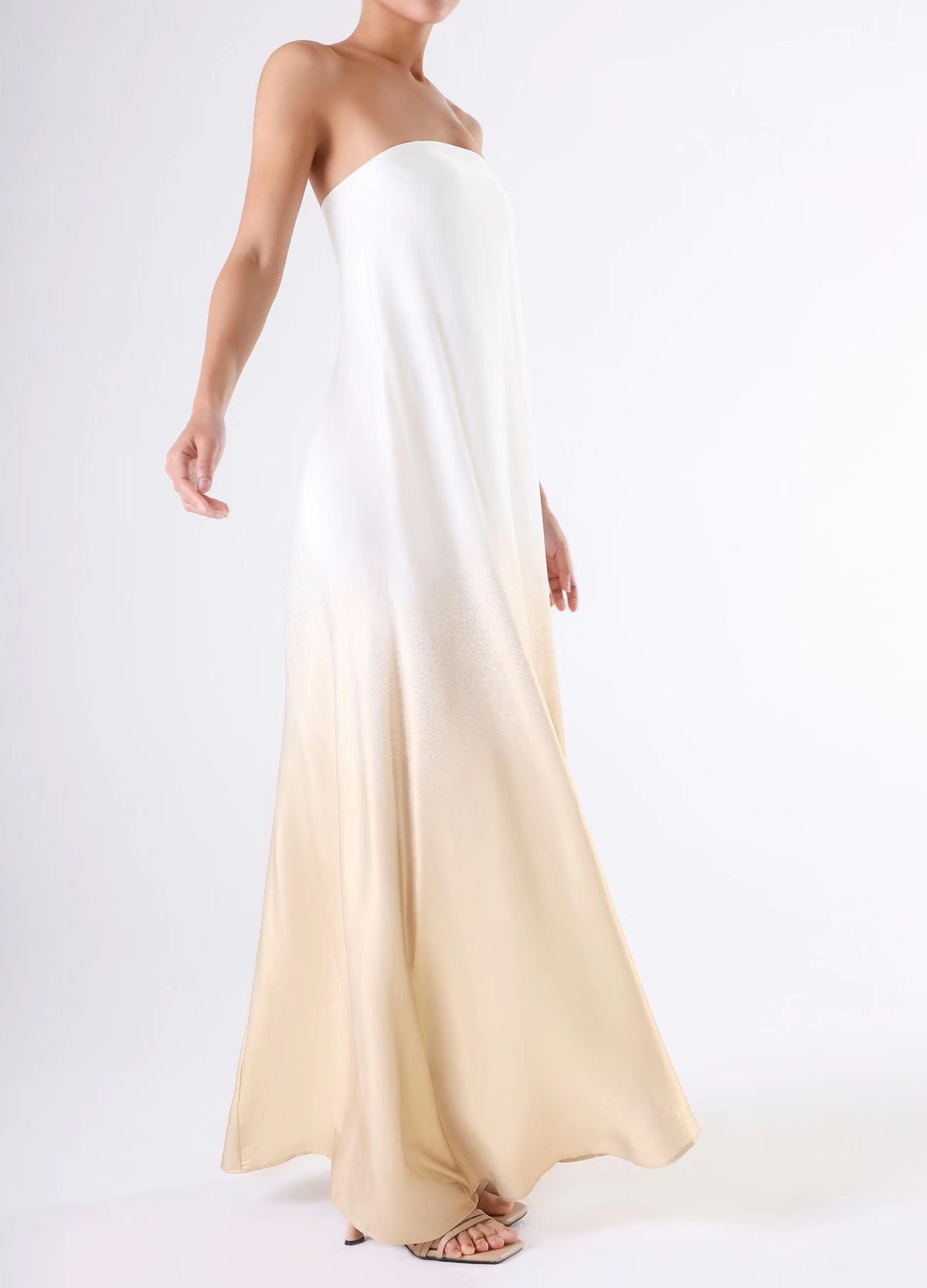 Roma dress - White to gold ombre