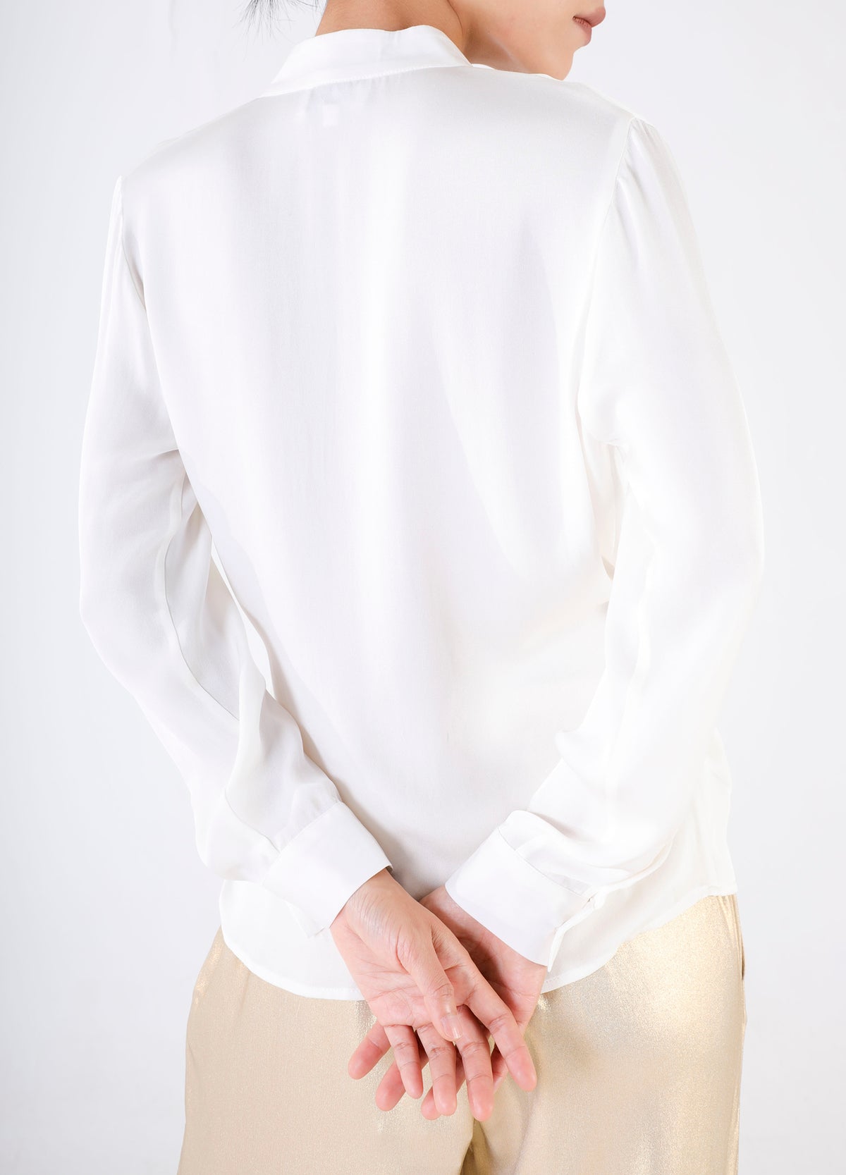 Silk Shirt With Mandarin Collar - White