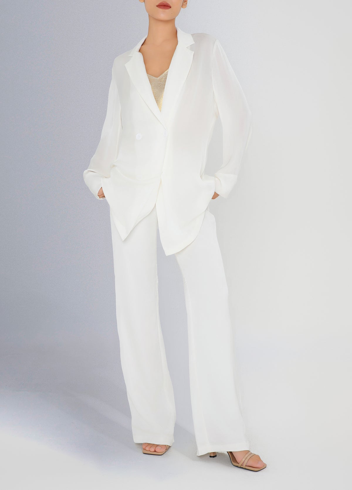 Silk Suit Jacket - White